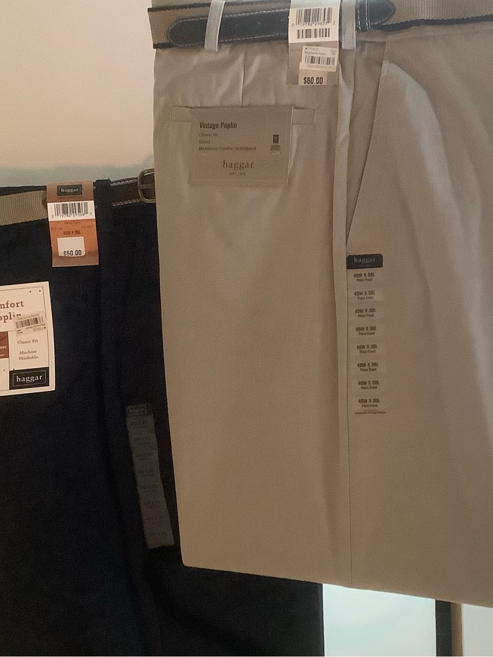 Haggar Men's Chinos — 2 PrsLight Khaki/Navy40WX30L Brand New!